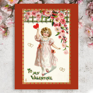 Cute Victorian Child Valentine Holiday Postcard