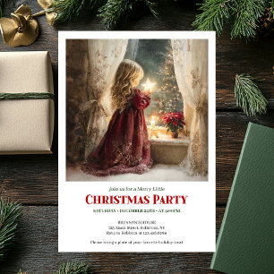 Cute Victorian Little Girl Awaiting Santa Editable Invitation