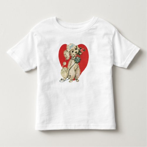Cute Victorian Poodle With Rose And Red Heart   Toddler T_shirt