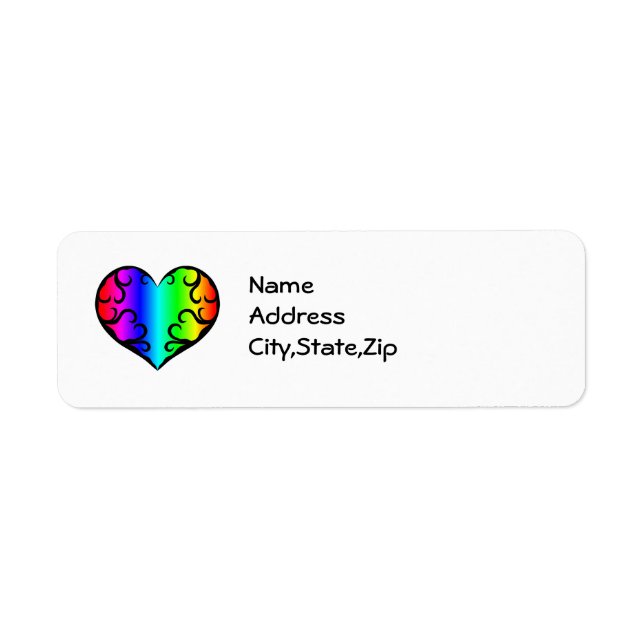 Cute victorian rainbow heart label (Front)