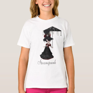 Cute Victorian Steampunk Goth Girl & Parasol T-Shirt