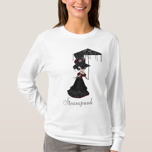 Cute Victorian Steampunk Goth Girl  Parasol T_Shirt