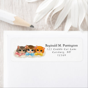 Cute Victorian Style Kitens with Ribbons and Lace Label