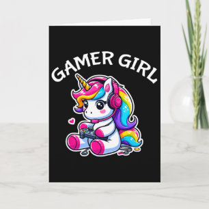 Cute Video Game Gaming Unicorn Gamer Girl 1  Card