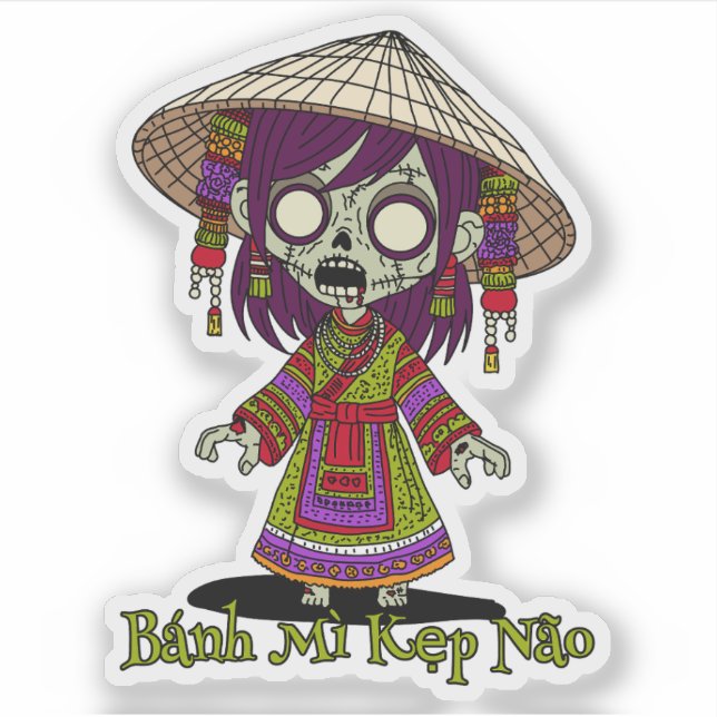 Cute Vietnamese Zombie Sticker (Front)