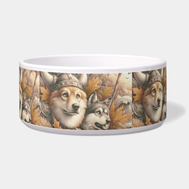 Cute Viking dogs on guard Bowl (Right)
