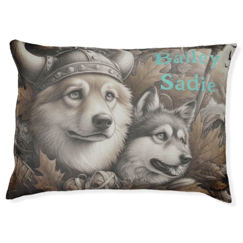 Cute Viking Husky dogs on guard  Pet Bed