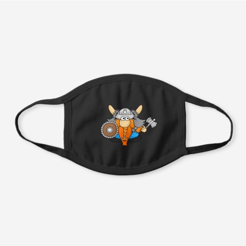 Cute Viking Warrior Cartoon character Illustration Black Cotton Face Mask