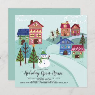 Cute Village Holiday Open House Invitation