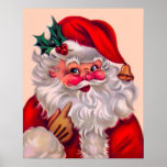 Cute vinage santa claus 2 poster<br><div class="desc">A cute vintage santa claus portrait with a mistletoe.
 All items in my store can be personlized by pressing the customize it button under the image of the product. Here you can add you own text whether it's a name or quote it's free and easy to do.</div>