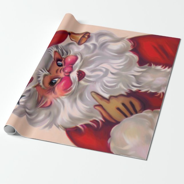 Cute vinage santa claus 2 wrapping paper (Unrolled)