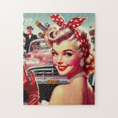 Cute Vintage 1950s Girl Jigsaw Puzzle