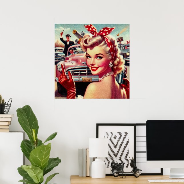 Cute Vintage 1950s Girl Poster | Zazzle