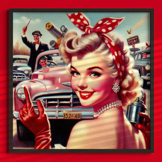 Cute Vintage 1950s Girl Poster | Zazzle