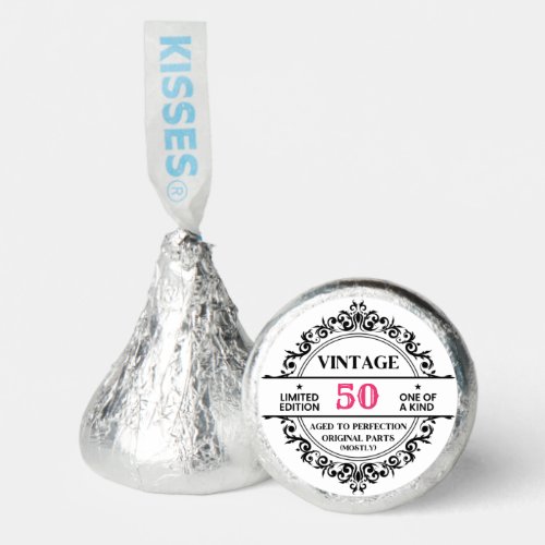 Cute Vintage 50th Black and Pink Birthday  Hersheys Kisses