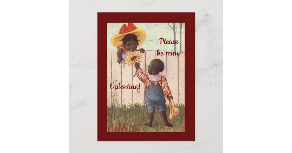 Cute Vintage African American Valentine Postcard | Zazzle