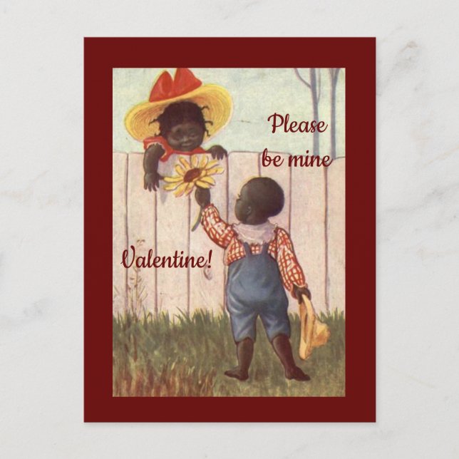 Cute Vintage African American Valentine Postcard (Front)