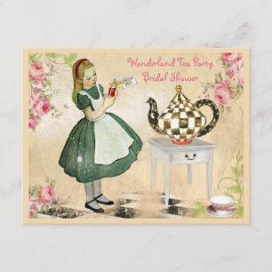 Cute Vintage Alice in Wonderland Bridal Shower Invitation