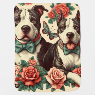 Cute Vintage American Pit Bull Terrier  Baby Blanket