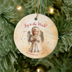 Cute Vintage Angel Christmas Ceramic Ornament