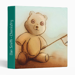 Cute Vintage Art Brown Teddy Bear Toy for Kids 3 Ring Binder