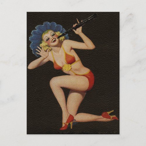 Cute Vintage Art Deco Pin Up Girl  Postcard