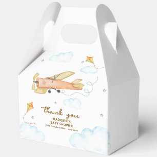 Cute Vintage Aviator Airplane Baby Shower Favor Boxes