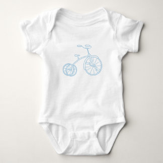 Cute Vintage Baby Blue Tricycle Baby Bodysuit