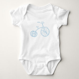 Cute Vintage Baby Blue Tricycle Bodysuit