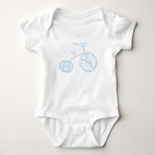 Cute Vintage Baby Blue Tricycle Bodysuit (Front)
