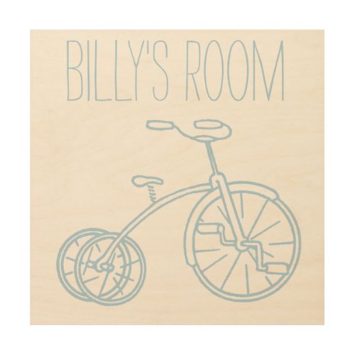 Cute Vintage Baby Blue Tricycle Wood Wall Decor