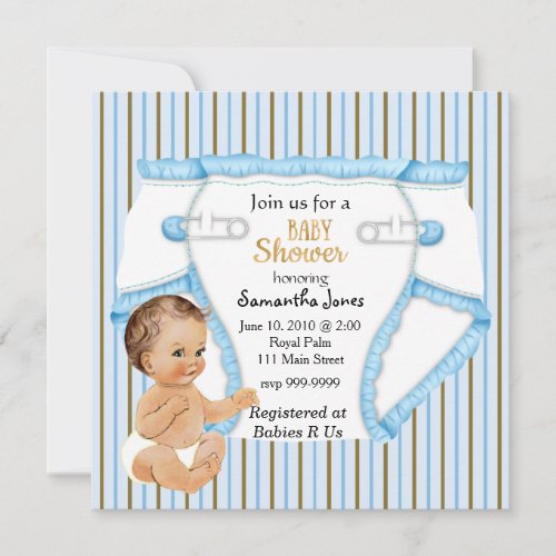 Cute Vintage Baby Prince Boys Baby Shower Invi Invitation