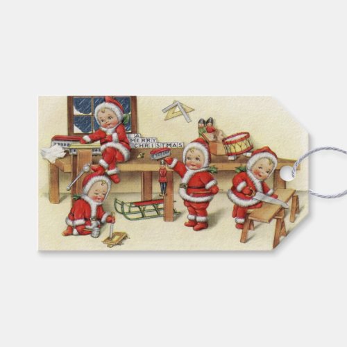 Cute Vintage Baby Santa Illustration Gift Tags