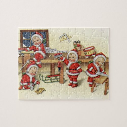 Cute Vintage Baby Santa Illustration Jigsaw Puzzle