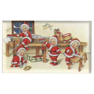 Cute Vintage Baby Santa Illustration Place Card Holder
