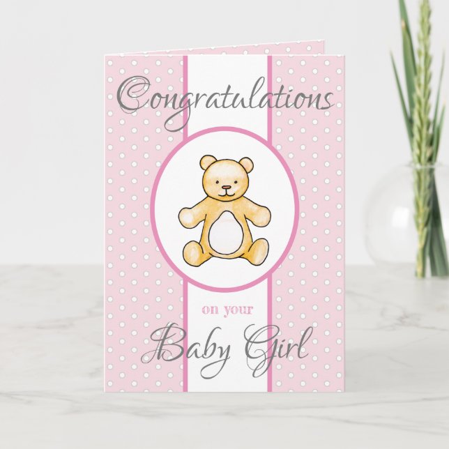 Cute vintage baby shower teddy card (Front)