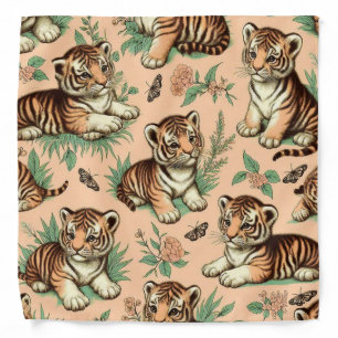 Cute Vintage Baby Tiger Pattern Bandana