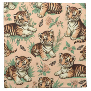 Cute Vintage Baby Tiger Pattern Cloth Napkin