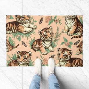 Cute Vintage Baby Tiger Pattern Doormat