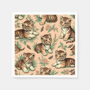Cute Vintage Baby Tiger Pattern Napkins