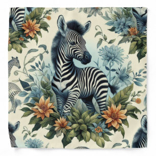 Cute Vintage Baby Zebra Watercolor Bandana