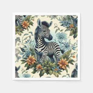 Cute Vintage Baby Zebra Watercolor Napkins