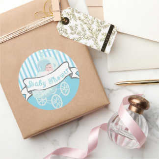 Cute Vintage Banner Baby Boy Shower Sticker