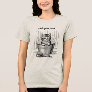 Cute Vintage Bathing Kitten  T-Shirt Tri-Blend Shirt