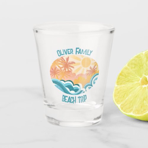 Cute Vintage Beach Waves Sunshine Blue Surfer Shot Glass