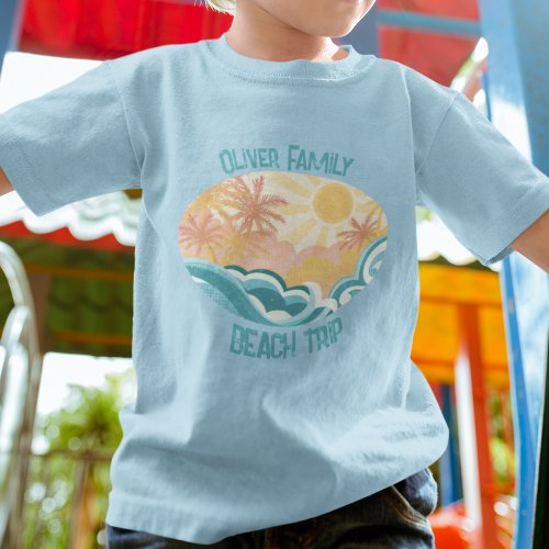Cute Vintage Beach Waves Sunshine Surf Vacation Toddler T_shirt
