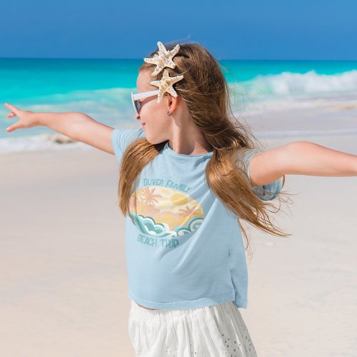 Cute Vintage Beach Waves Sunshine Vacation Kids T_Shirt