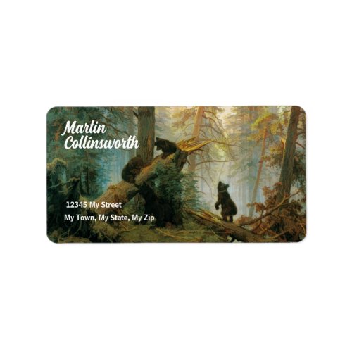 Cute Vintage Bear Cubs in a Forest Address Label