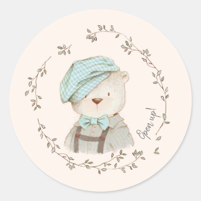 Cute Vintage Bear envelope seal stickers (Front)