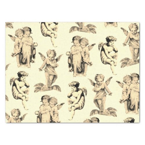Cute Vintage Beige Baby Cherub Cupid Angels  Tissue Paper